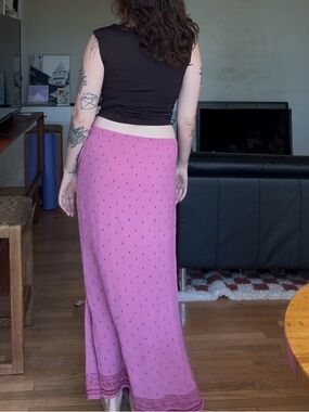 90s Pink Maxi Skirt with Subtle Print